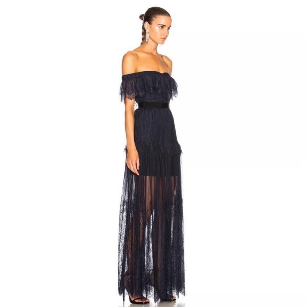 Self-Portrait Navy Strapless Lace Dress - Picture 2 of 10